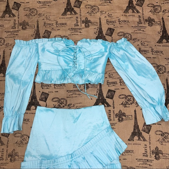 Nichole Lynel NWT! “Main Thang” Sky Blue Stretch Set Size M - Picture 4 of 11